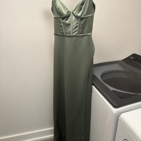 MORILEE by Madeline Gardner Silky Satin Bridesmaid Dress with Bustier Bodice - Picture 3 of 4